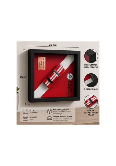 25 25cm-3d Model Araba Çerçevesi Ofis Ev Duvar Dekoru Premium Shadow Box Tablo 5cm Derin Çerçeveli O