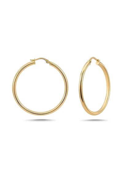 14 Ayar Altın Büyük Boy Halka Küpe Yeşil Altın