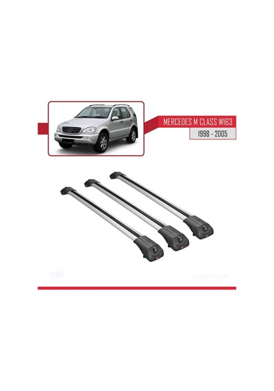 Mercedes M Class W163 1998-2005 Arası İle Uyumlu Ace-1 Ara Atkı Tavan Barı Gri 3 Adet Bar