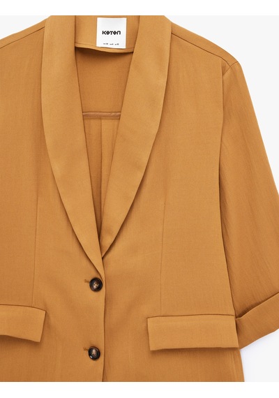 Koton Viskon Kumaş Kapaklı Cep Detaylı Katlamalı 3/4 Kol Blazer Ceket Tarçın 6sak50066pw