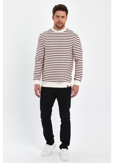 Alexander Gardi Alexandergardı Bisiklet Yaka Çizgili Sweatshirt E23-761a-erk Bordo