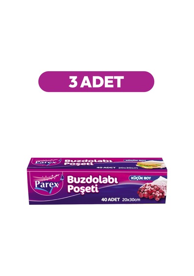 40 Li Buzdolabı Poşeti Küçük Boy 20 X 30 Cm Üçlü Paket