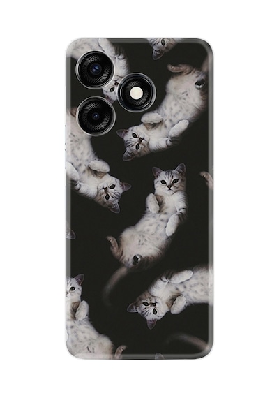 Tecno Spark 10c Kılıf Silikon Desen Özel Seri Sevimli Kedicikler 1785