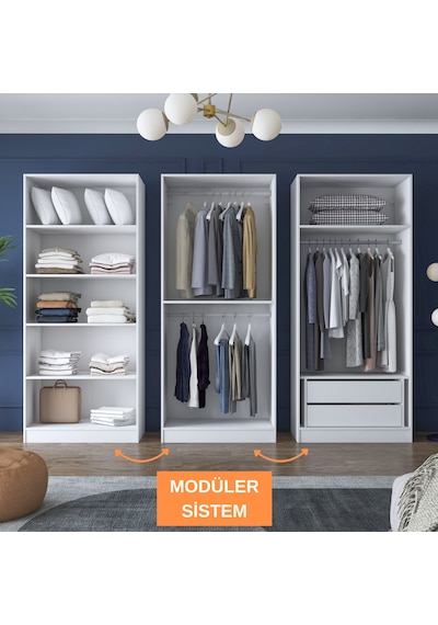Rani Ba158 Geniş Gardırop Elbise Dolabı 6 Kapaklı 2 Çekmeceli 7 Raflı 3 Askılı Modüler Dolap Beyaz Rani Ba158 Geniş Gardırop Elbise Dolabı 6 Kapaklı 2 Çekmeceli 7 Raflı 3 Askılı Modüler Dolap Beyaz
