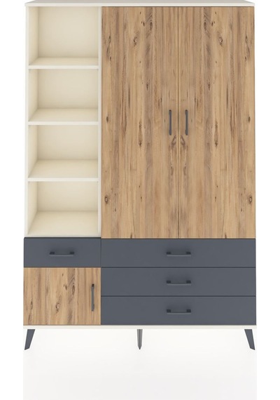 Arges Dolap 5 Raflı 4 Çekmeceli Tek Askılı 132x30x195 Aytaşı-çam/antrasit Atlas Çam/antrasıt Arges Dolap 5 Raflı 4 Çekmeceli Tek Askılı 132x30x195 Aytaşı-çam/antrasit Atlas Çam/antrasıt