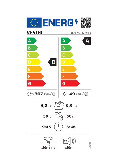 Vestel KCMI 99442 WIFI 9 KG 1400 Devir Çamaşır Makinesi