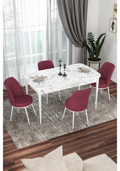Canisa Kor Serisi 70x114 Açılabilir Mutfak Masası Takımı Beyaz Mermer Desen Masa 4 Bordo Sandalye Masa Beyaz Mermer Desenli Sandalyeler Bordo Canisa Kor Serisi 70x114 Açılabilir Mutfak Masası Takımı Beyaz Mermer Desen Masa 4 Bordo Sandalye Masa Beyaz Mermer Desenli Sandalyeler Bordo