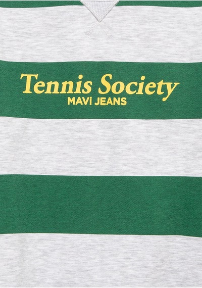 Mavi - Çizgili Baskılı Yeşil Sweatshirt 6s10170-71697 Yeşil