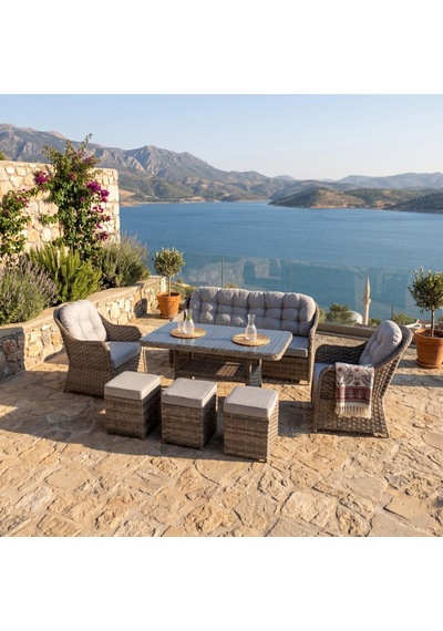 Radiance 3 Puflu Rattan Oturma Grubu Rehome