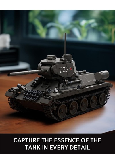 T34/85 Askeri Tank İnşaat Oyuncağı, Ww2 Sıkıştırma Elemanları Panzer Model Koleksiyonu, Yetişkinler İçin Hedi