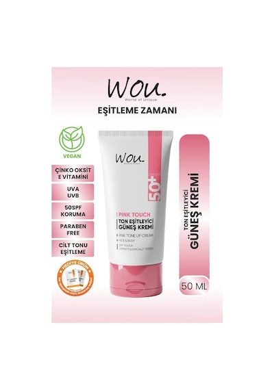 Wou Ton Eşitleyici Güneş Kremi 50+ 50ml.