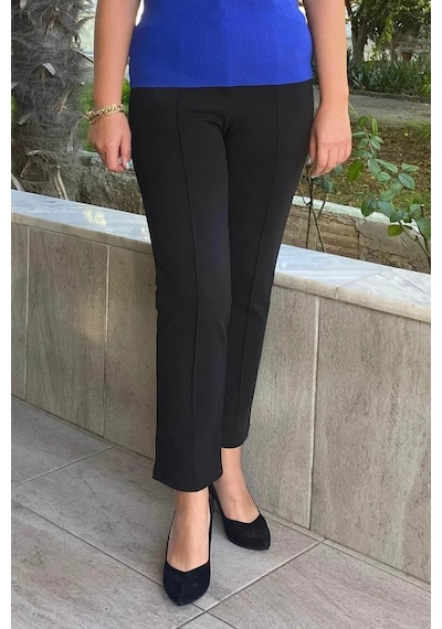 Mia Butik Dertsiz Büyük Beden Siyah Toparlayıcı Kumaş Pantolon Siyah