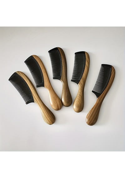 Sorendy  AT-116Sandal Ağaçı Kaplamalı Kemik Dişli Ahşap Tarak 18 CM