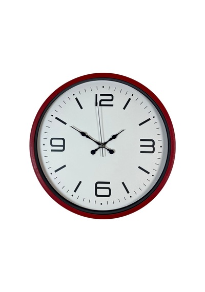 36 Cm Kırmızı Modern Dekoratif Duvar Saati Çok Renkli