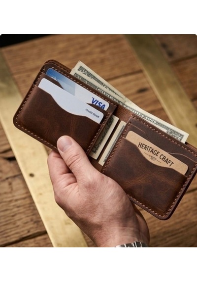 Parla Leather Bifold El Yapımı Hakiki Deri Baba Cüzdanı Taba