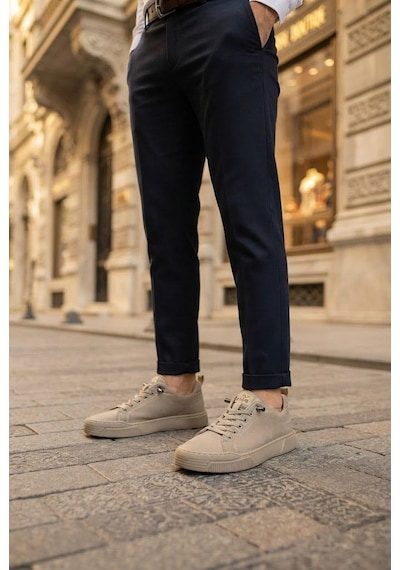 Fort Noka North Rahat Lastik Bağcıklı Sneaker Keten Erkek Ayakkabı Bej