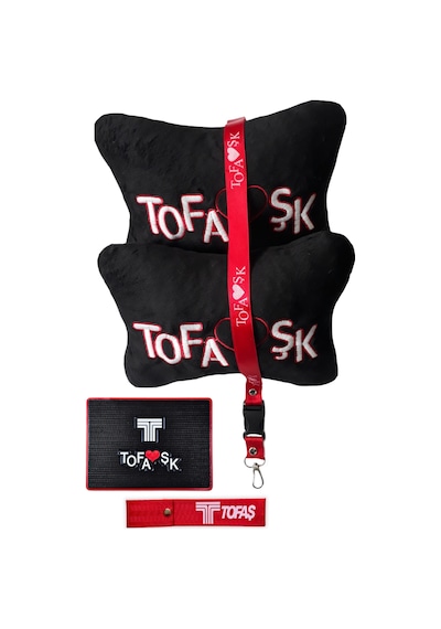 Tofaşk Polar Araç Seyahat Nakışlı Siyah Boyun Yastığı & Tofaş Oto Aksesuar