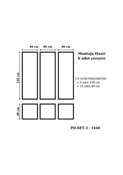 Montaja Hazır 6 Adet Çerçeve 2,5 Cmlik Pd-set-3: 1440