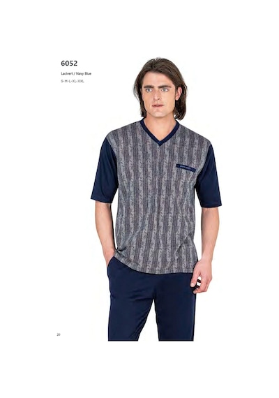 Pierre Cardin 6052 Erkek Kısa Kollu Jakarlı 3'lü Pijama Takımı-lacivert Bordo