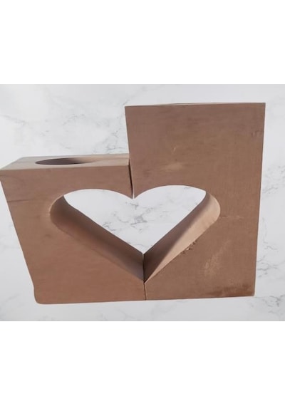 1448bng90244hobi Adn Dekoratif Mumluk Kalp Şeklinde İkili Ahşap Mdf Ham Cnc Kesim El Yapım