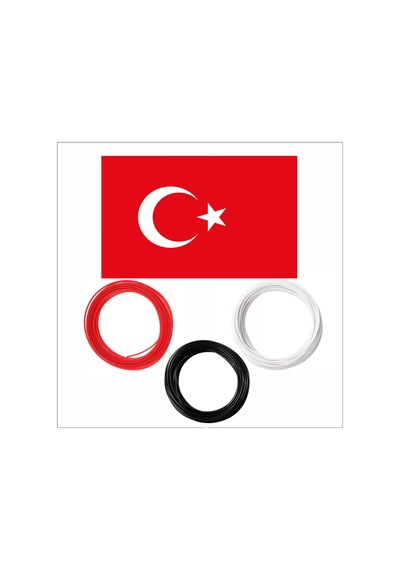 3d Kalem İçin Türk Bayrağı Temalı Kırmızı,beyaz,siyah Pla Filament Seti