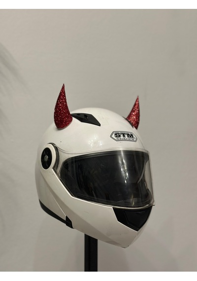 Motor & Motosiklet Kırmızı Simli Şeytan Boynuzu Kask Dış Aksesuar Diğer