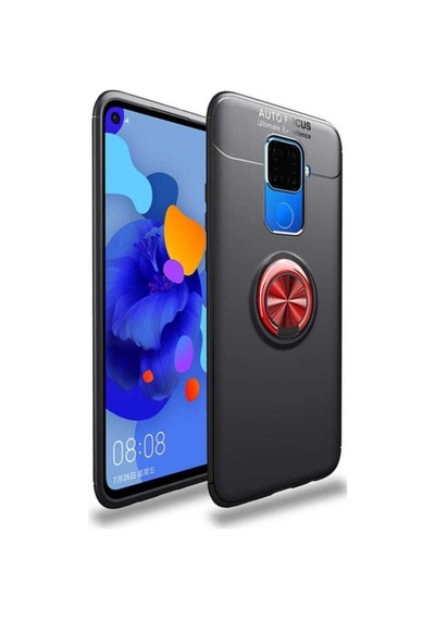 Huawei Mate 30 Lite Kılıf Zore Ravel Silikon Kapak Siyah-Kırmızı
