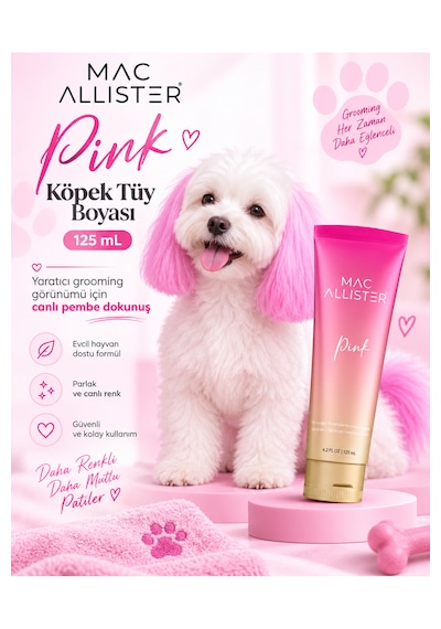 Mac Allister Kedi Köpek Tüy Boyası Pembe Renkli 125 Ml