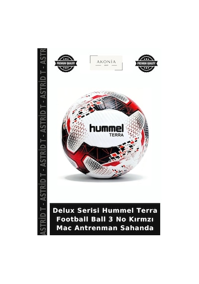 Delux Serisi Hummel Terra Football Ball 3 No Kırmzı Mac Antrenman Sahanda Kırmızı