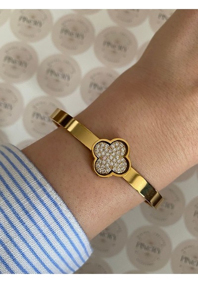 Pinery Jewels Yonca Modern Paslanmaz Çelik Kelepçe Bileklik -günlük Ve Özel Kul Altın