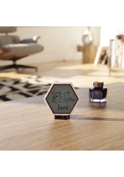 Estetik Coffee Love Temalı Masaüstü Dekoratif Aksesuar Kahve Tutkunları İçin Modern Ve Anlamlı Bir Hediye Seçimi 10x10 Cm, Kül Gri