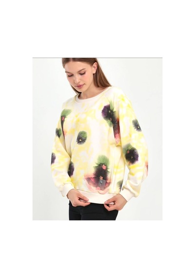 The Kadın Krem Baskılı Bisiklet Yaka Sweatshirt %100 Pamuk 3 İplik Şardonsuz Rahat Kalıp Krem The Kadın Krem Baskılı Bisiklet Yaka Sweatshirt %100 Pamuk 3 İplik Şardonsuz Rahat Kalıp Krem
