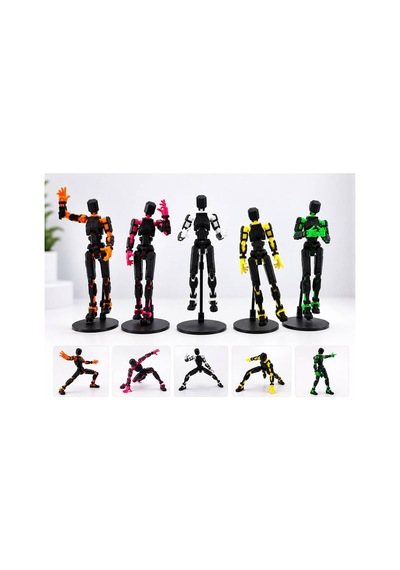 5 Li Hareketli Robot Oyuncak 13 Cm Pozlanabilir Eklemli Robot Figür Seti Stand Dahil