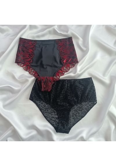 Bonbon Kadın Yüksek Bel 2'li Paket Slip Külot Bb2175 Siyah
