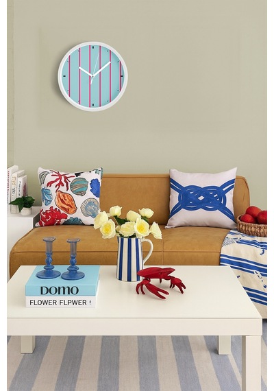 Dikey Çizgili Tasarım Modern Duvar Saati - 25cm - Önü Camlı Beyaz Kasa - Sessiz Mekanizma-jh0630 Beyaz