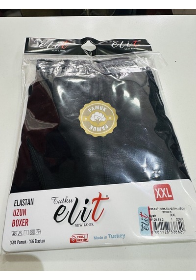 Elastan Uzun Boxer 3lü Siyah