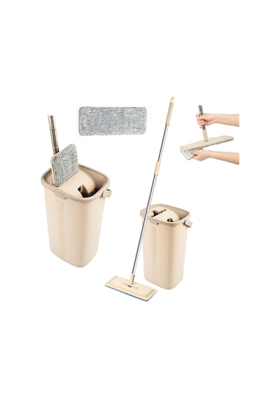 Spin Mop Tablet Mop Krem 5 L + Yedek Mop Bez 4 Adet