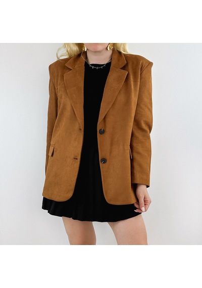 Modaonna Kahverengi Süet Blazer Ceket Kahverengi