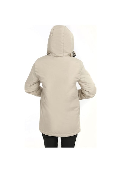 Spor Kadınpolarlı Kürklü Su Ve Rüzgar Geçirmez Kapüşonlu Mont Parka-117 Taş