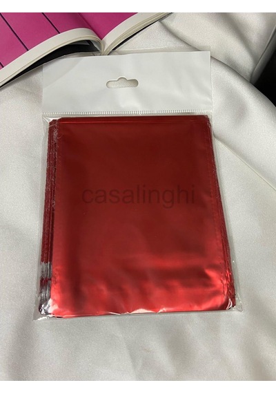 Tek Renk Lüx Hediye Paketi Poşet Bantlı Red Wrap 11x12 Cm Kırmızı 50lı Genel