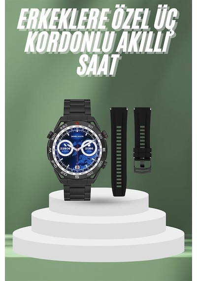 Akıllı Saat Yuvarlak Ekran Android İos Uyumlu Gps Takibi Gümüş