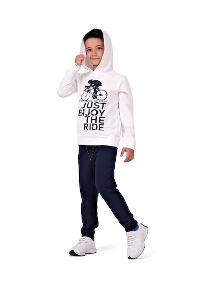 Mnk Baby & Kids Bisiklet Baskılı Kapşonlu Çocuk Eşofman Mnk0615 Ekru