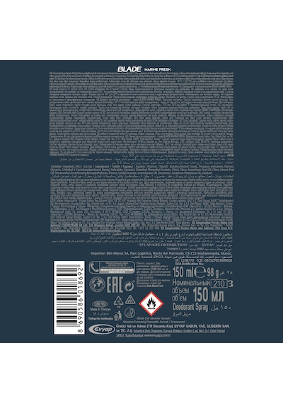 Blade Marine Fresh Deodorant 6 x 150 ML