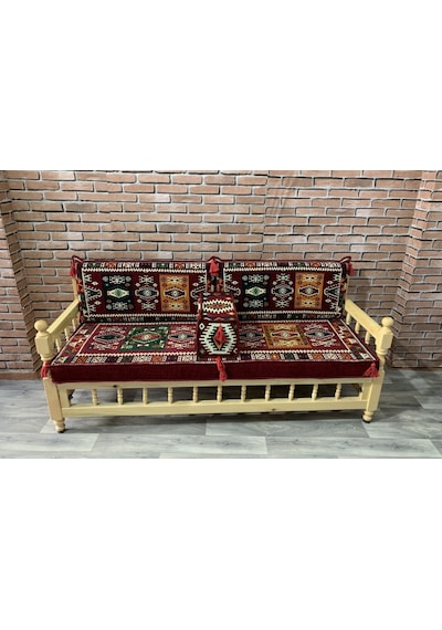 Coton Şark Köşesi Ahşap Sedirli Milas Desen Minder Takımı Coton Şark Köşesi Ahşap Sedirli Milas Desen Minder Takımı