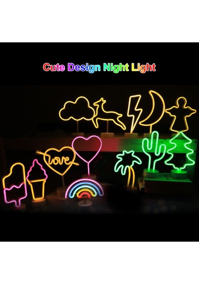 Mufunye Led'ler Neon Sıcak Beyaz Ay Şekli Masa Lambası Yatak Odası Dekorasyonu Usb Gece Lambası Diğer