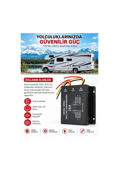 20a 24v 12v Araba Güç Kaynağı Transformatör Adaptör Kamyon & Otobüs İçin