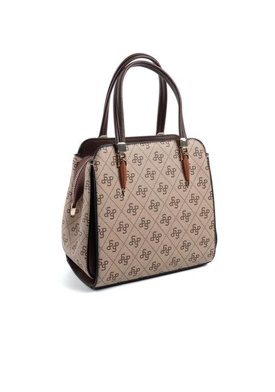 Silver Polo Sp1136 Kadın El Çantası Monogram Koyubej-kahve