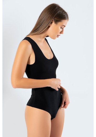 Türen 905 Kadın Lazer Kesim Pamuklu Çıtçıtlı Body-siyah Siyah