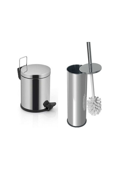 Wc Fırçası Krom 3 Litre Çöp Kovası Ikili Set Krom