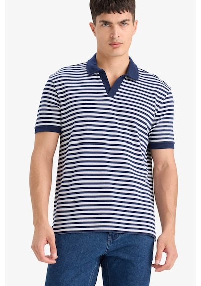 DeFacto Regular Fit Polo Yaka Kısa Kollu Çizgili Tişört E2620AX25SMNV135